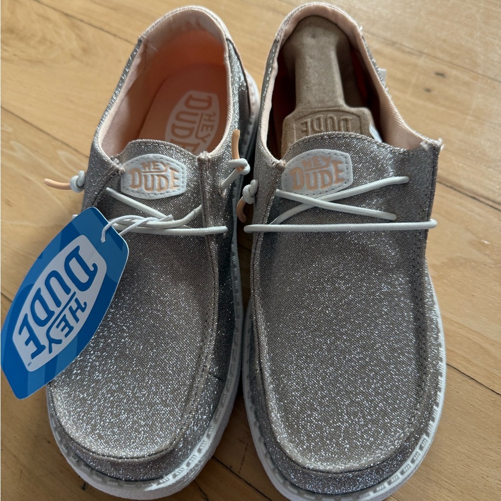 Women’s Hey Dude Rose Gold Metallic Loafers